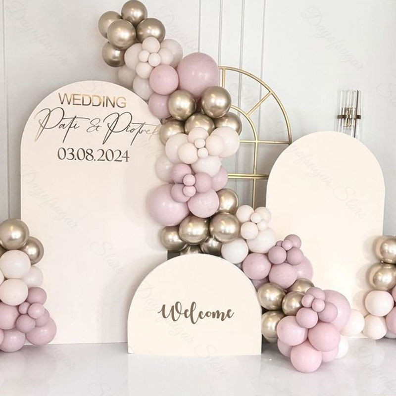 Personalisierte Hintergrund-Dekoration als Willkommensschild für Geburtstag, Hochzeit oder Babyparty in Weiß, Breite: 150 cm oder 120 cm - Bild 1
