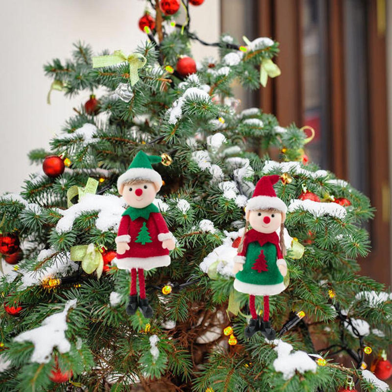 2er-Set CosyHome Weihnachts-Elfen als Plüschfiguren, mehrfarbige Hängeornamente aus Textil für die Weihnachtsdekoration - Bild 7