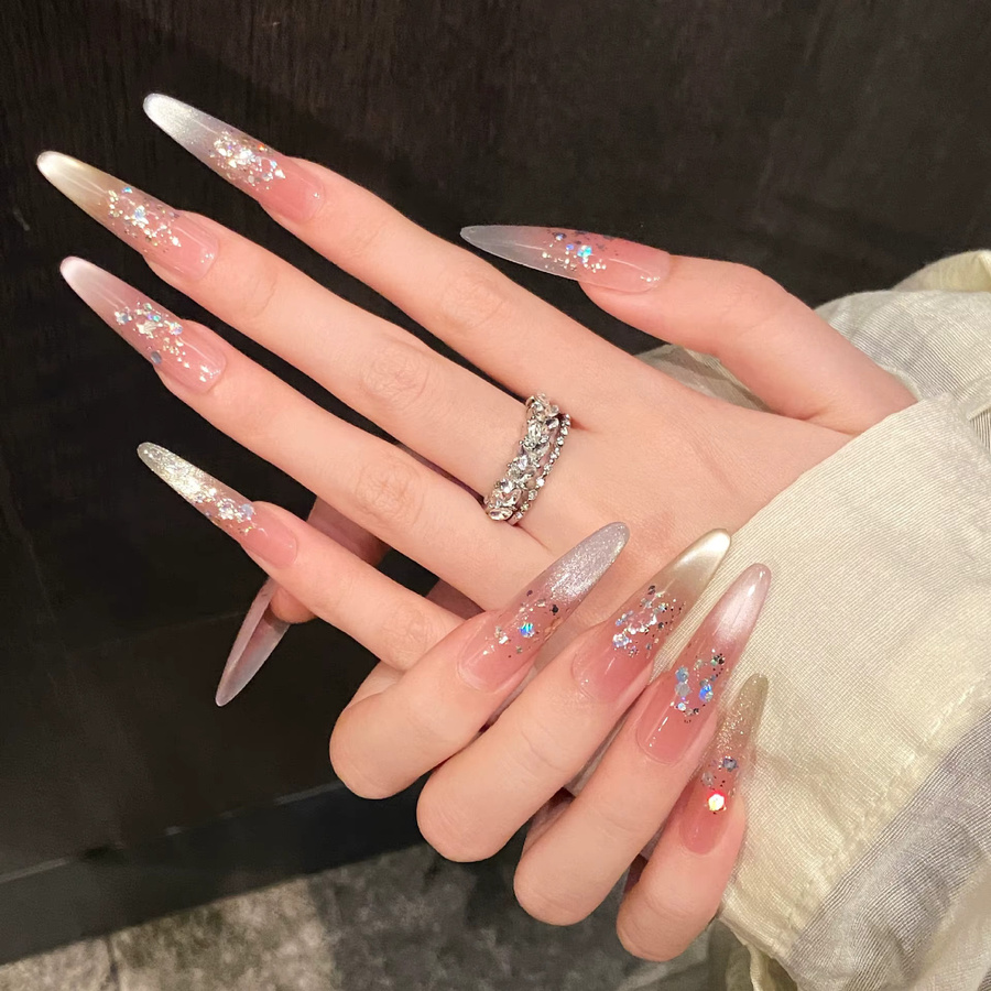 YADORNOS Press on Nails, French Cat Eye, Glänzend, 10 Stück - Bild 2