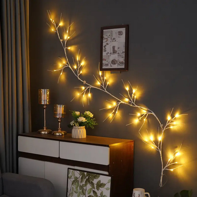 Peach Forest LED Birkenbaum Deko-Zweig mit 48 LEDs in Warmweiß, batteriebetrieben mit 8 Modi für Wohnzimmer, Party und Terrasse - Bild 1