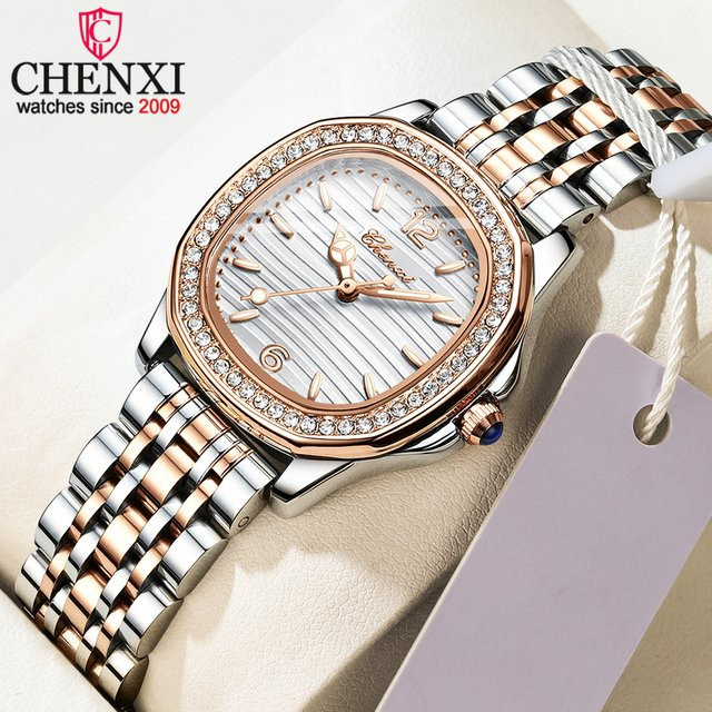 CHENXI Armbanduhr Quarz, Edelstahl, Bicolor, Damen - Bild 1