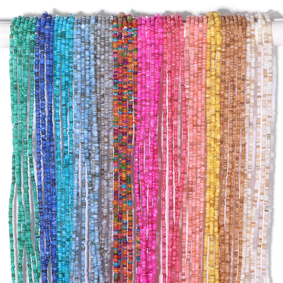 Muschelperlen, bunt, natürlich, 3–4 mm, unregelmäßig, flach, lose - Bild 2