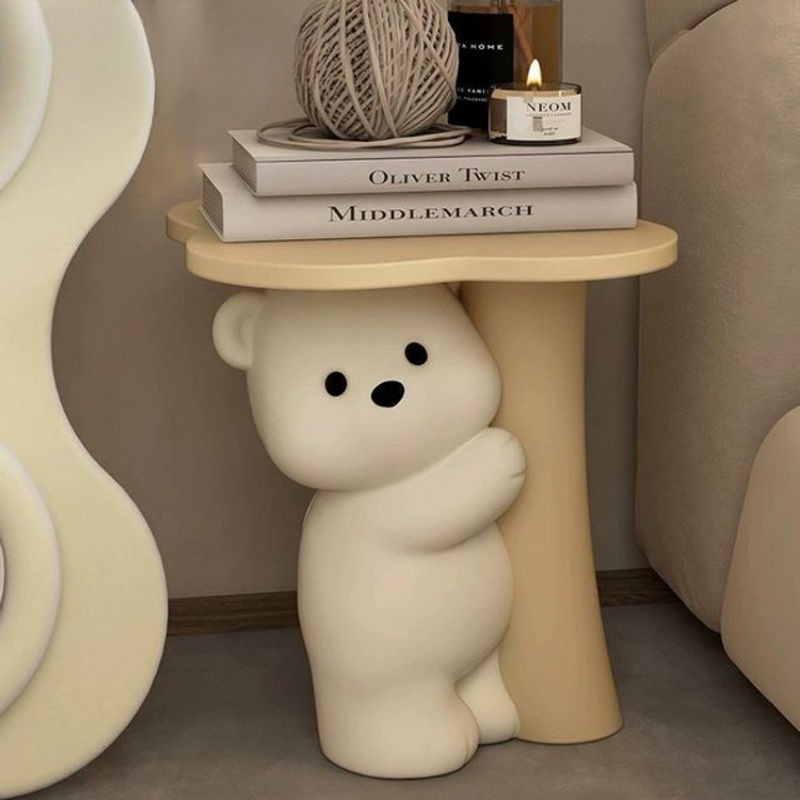 Dekorative Bär-Figur aus Kunstharz in Gelb und Beige für moderne Bodendekoration - Bild 1