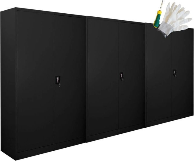 PROREGAL Aktenschrank ELEPHANT mit 2 Flügeltüren, abschließbar, Schwarz, Stahl pulverbeschichtet, H x B x T: 180 x 120 x 40 cm - Bild 1