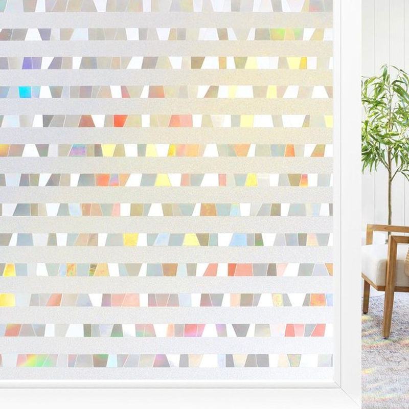 Regenbogen-Fenster-Sichtschutzfolie in Mehrfarbig, geometrisches Buntglas-Fensteraufkleber, statisch haftend und abnehmbar - Bild 1