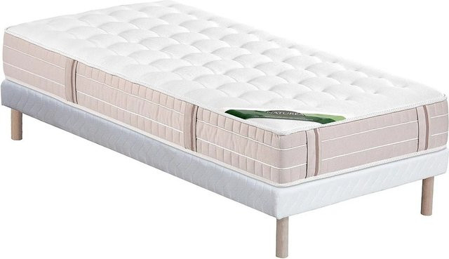 Vente-unique Polsterbett mit Taschenfederkernmatratze und Lattenrost in Weiß, Breite: 90 cm, Länge: 190 cm - Bild 1