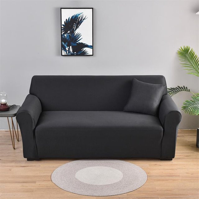 Housmife Elastischer Sofabezug mit Sonnenblumen-Design in Schwarz für Sessel, Zweisitzer und Ecksofas in L-Form - Bild 1