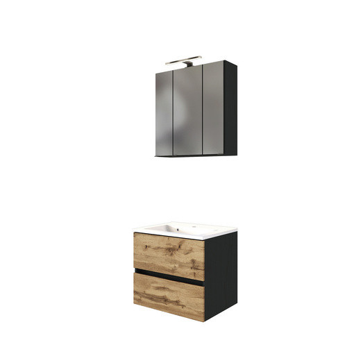 HELD MÖBEL Waschtisch-Set LUCCA in Weiss, 4-teilig mit LED-Beleuchtung und Soft-Close-Türen, Wandmontage - Bild 2