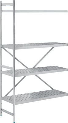Köhler Regalsystem Anbauregal aus Edelstahl in Silber mit gelochtem Boden, H 200 cm x B 117,5 cm x T 50 cm - Bild 1