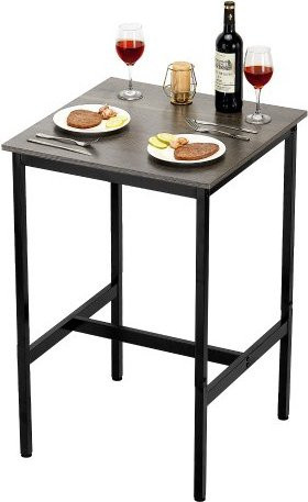 VEVOR Bistrotisch mit Metallrahmen und MDF-Platte, rustikaler Bartisch für Cafés und Wohnzimmer, B/T/H: 61,0 x 61,0 x 91,4 cm, Braun und Schwarz - Bild 1