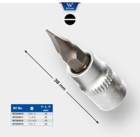 Brilliant Tools Schlitz Bit-Stecknuss aus Edelstahl in Silber, 1/4 Zoll, 1,2 x 7 mm - Bild 1