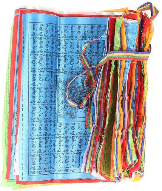 Tibetische buddhistische Gebetsfahnen in 5 Farben, 30 Stück, B/H: 28 x 25 cm, 8,4 m Gesamtlänge - Bild 1