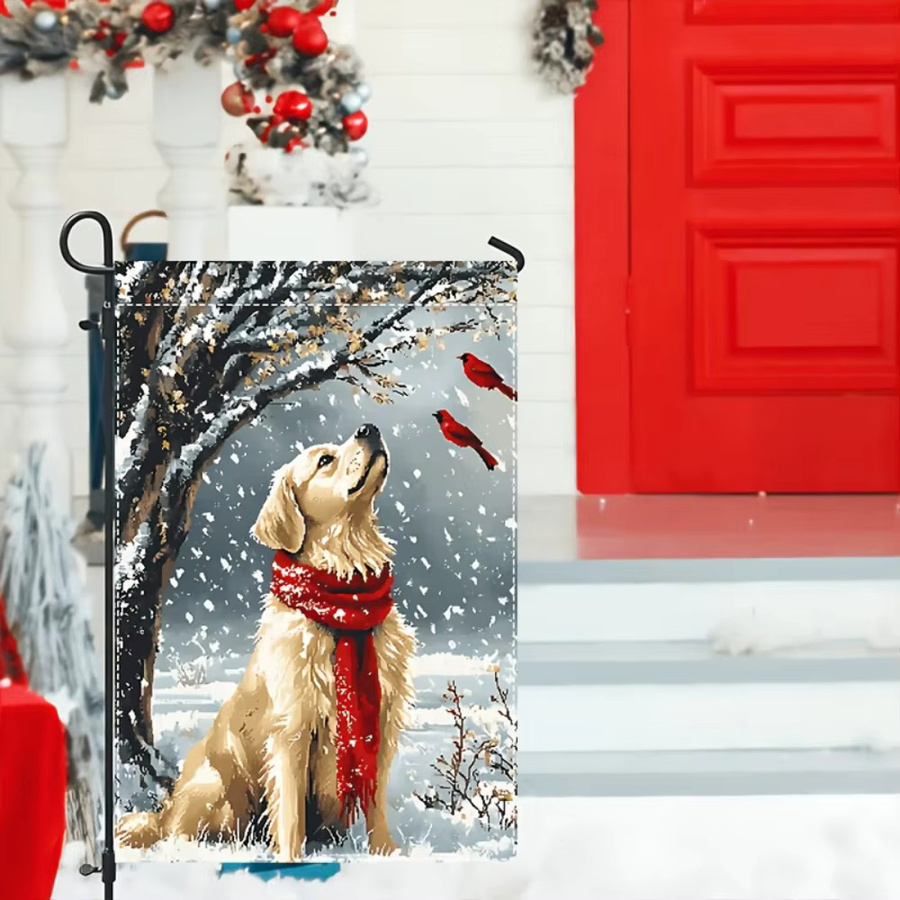 VIKAMA Weihnachtsgartenflagge Golden Retriever Winter Outdoor-Dekoration Mehrfarbig B: 30,0 cm, H: 45,0 cm, T: 30,0 cm - Bild 3