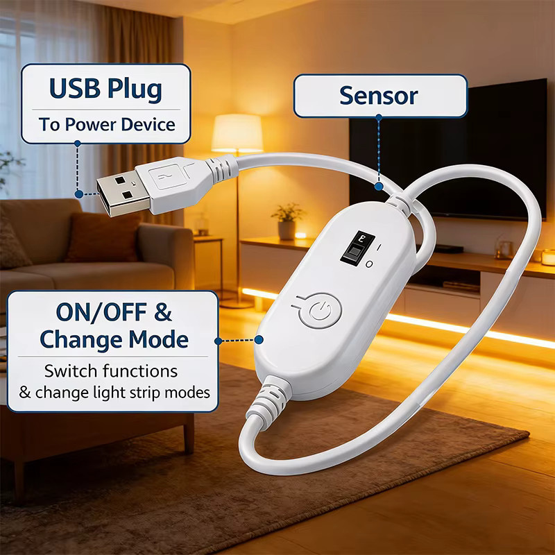 Acosh Neon USB COB-LED-Streifen mit Bewegungssensor in Warmweiß für Schrank, Wohnzimmer und Schlafzimmer - Bild 5