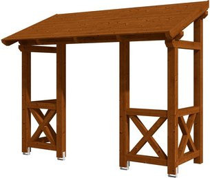 Skan Holz Haustür-Vordach Paderborn 5 aus nordischer Fichte, Nussbaum braun, B/T: 336 x 156 cm - Bild 1