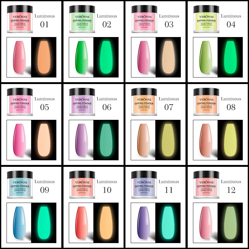 Dip Nagelpulver Neon Nail Art Pulver, Schimmernd, 12 Farben - Bild 5