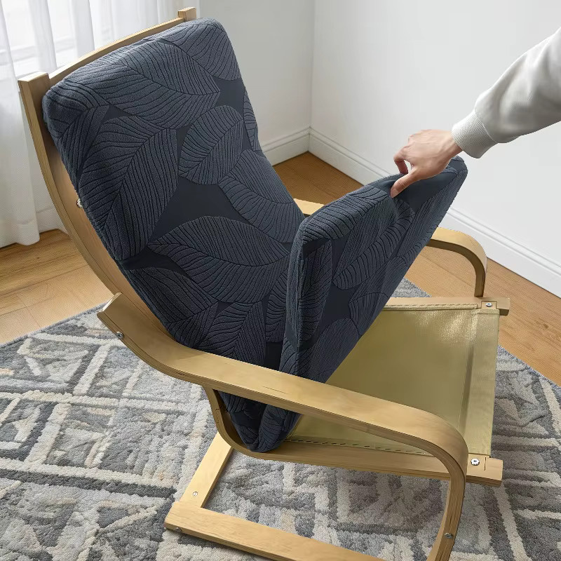 WANERQU Jacquard Stuhlbezug für Lounge-Sessel mit floralem Muster, rutschfest, grau - Bild 4