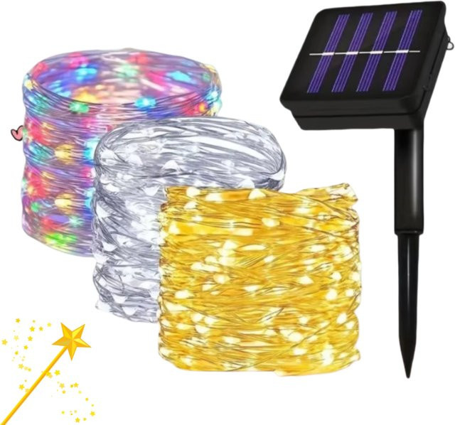 Solar-LED-Lichterkette für Outdoor und Party, wasserdichte Solar-Girlande in Transparent, ideal für Hochzeit und Dekoration - Bild 1