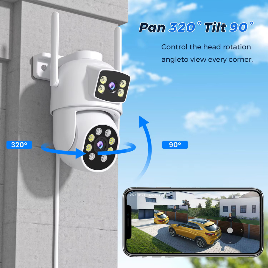 BESDER O-Kam Pro PTZ Wifi IP Kamera mit Dual Objektiv, 10MP 5K Auflösung, AI Menschliche Erkennung, 2,4G/5G WIFI und ONVIF, Farbe: Weiß - Bild 3