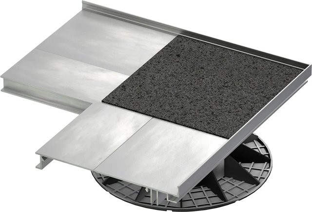 GS Terrassen Aluminium Randhalter Außenecke für Plattenverlegung Stellfuß Höhe: 27-40 mm, Farbe: Silber - Bild 1