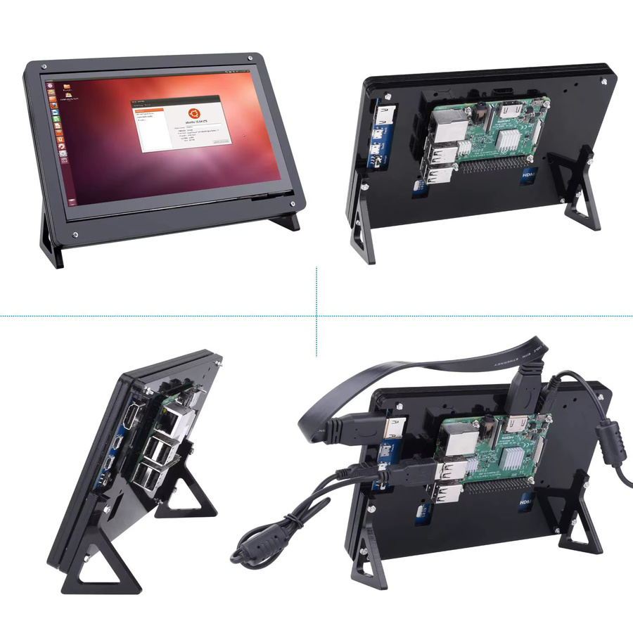 Acryl Gehäuse für 7 Zoll LCD Kontakt Bildschirm Modell B in Schwarz - Bild 4