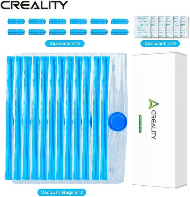 Creality 3D-Drucker-Filament-Aufbewahrungsbeutel, 12 Stück, transparent, staubdicht und feuchtigkeitsbeständig, B/H: 35 x 35 cm - Bild 1