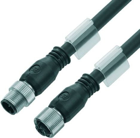 Weidmüller Sensor-/Aktor-Datensteckverbinder M12 Stecker gerade, Buchse gerade, schwarz, Kabellänge: 3,00 m - Bild 1