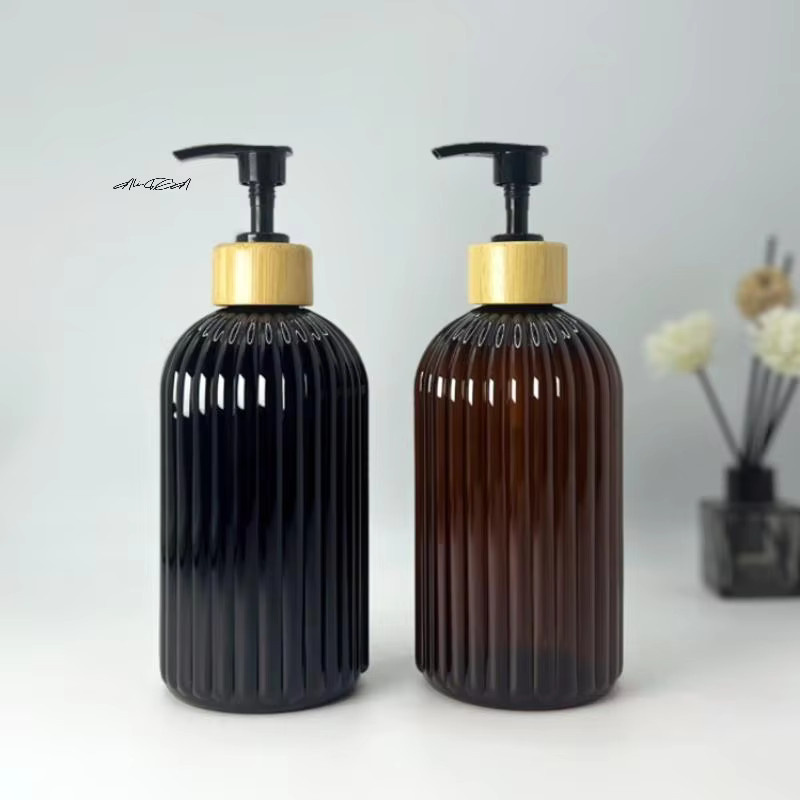 HNKMP Nachfüllbarer Seifenspender aus Glas mit Pumpe, 500 ml, Braun - Bild 2