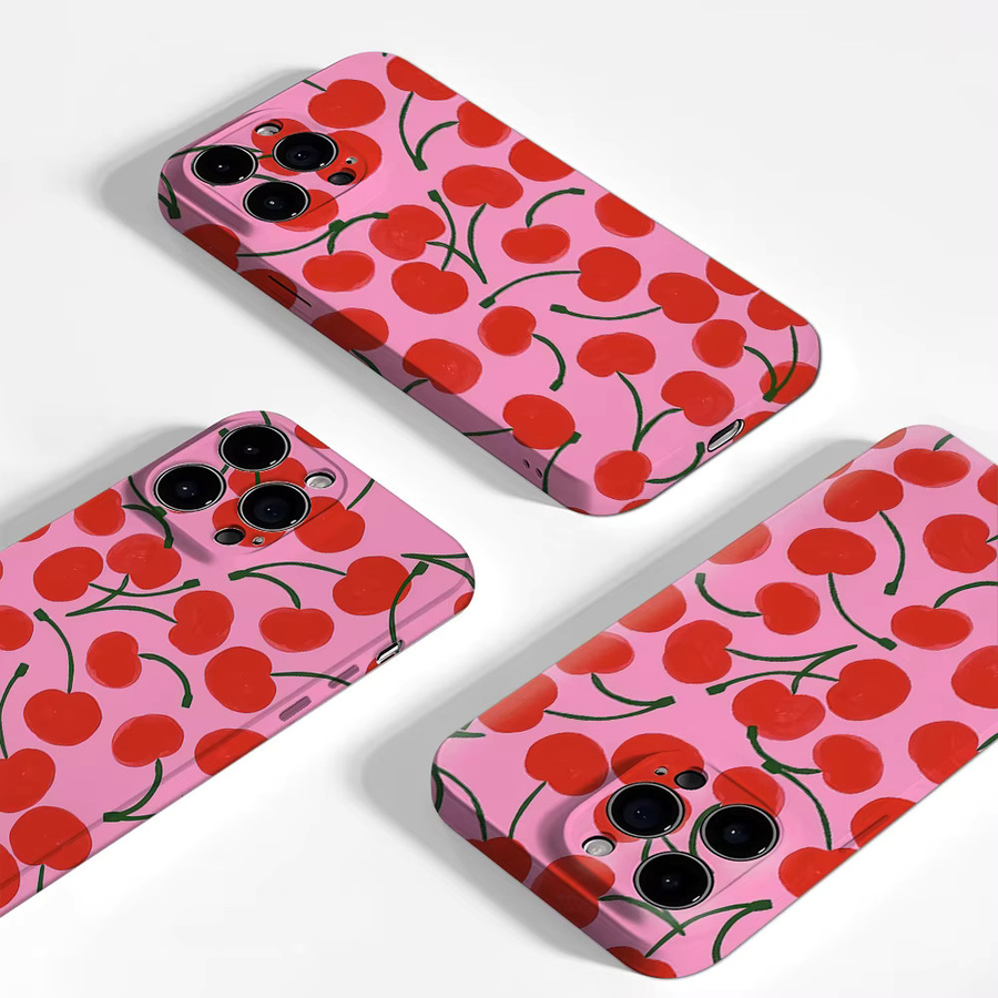 Pink Cherry Handyhülle für iPhone 17 16 15 14 13 12 Pro Max Plus mit doppelschichtiger Rückseite in Pink - Bild 3