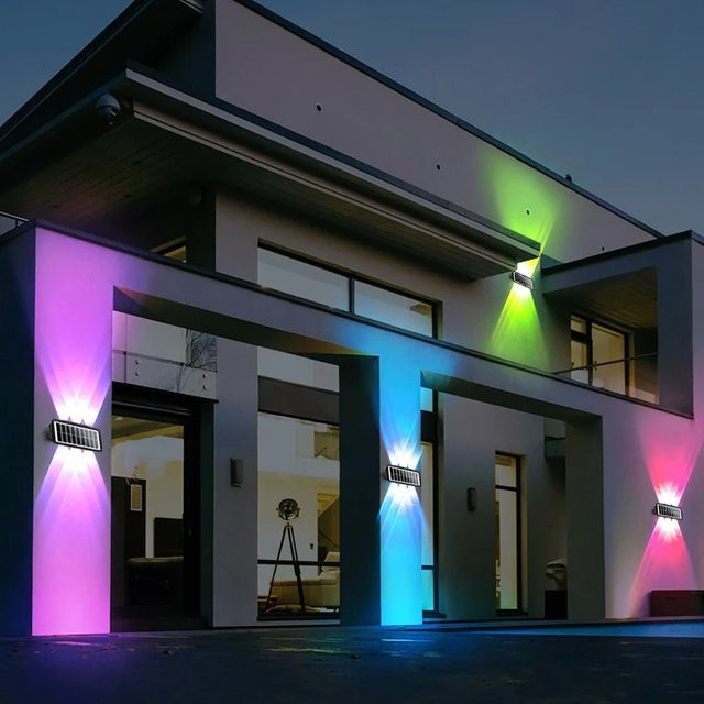 LINYILIGHT Solar-LED-Wandleuchte in Schwarz für Garten und Balkon mit Up-and-Down-Beleuchtung - Bild 1