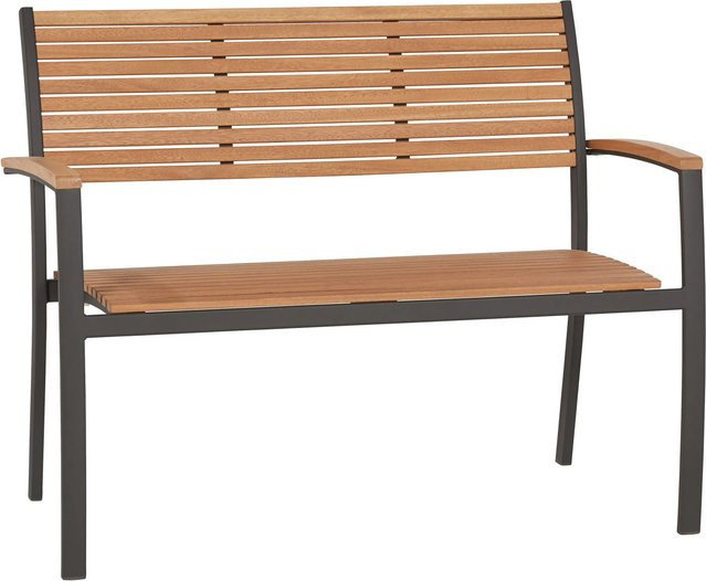 Gartenbank Bonlee 2-Sitzer aus Eukalyptusholz und Aluminium, Braun/Grau, B/T/H: 114 x 84,5 x 60,25 cm - Bild 1