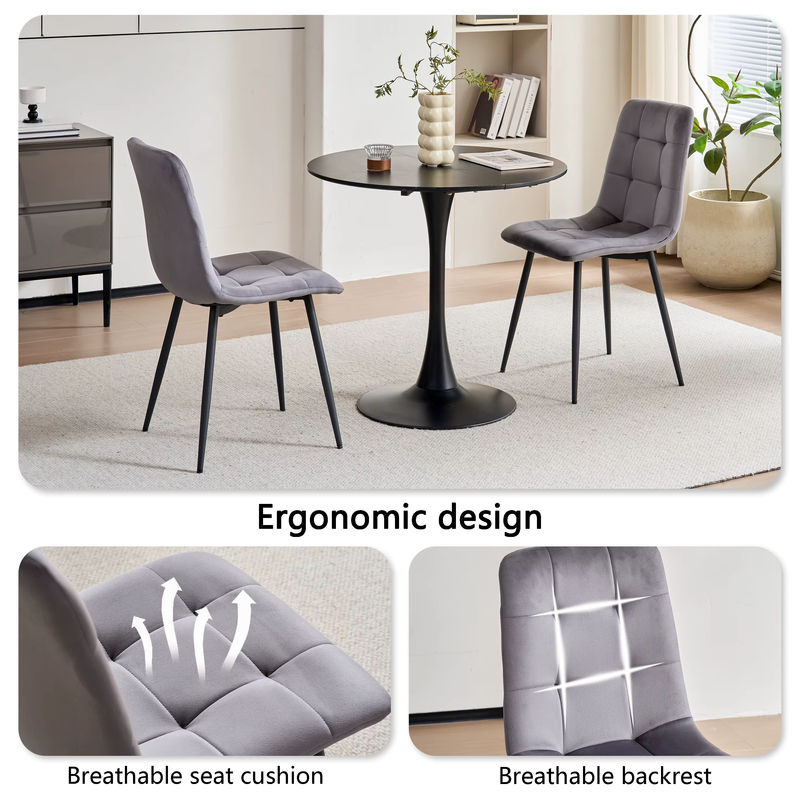 EGOONM Set Esszimmerstühle mit Samtsitz und Metallgestell, Design-Stühle für Küche und Wohnzimmer, Grau - Bild 3
