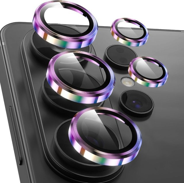 2 Stück Kameraobjektivschutz für Samsung S26 Ultra Plus S25 S24 aus gehärtetem Glas mit Metallring in Schwarz - Bild 1