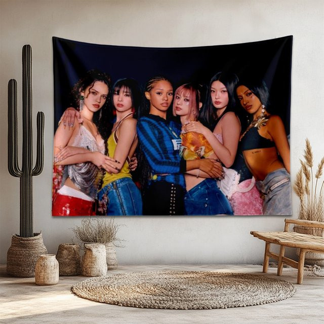 Katsy Kpop Weihnachtsdekoration Wandbehang, digital bedruckter Textil-Wandbehang, mehrfarbig, Rechteckig, B: 60,0 cm, H: 40,0 cm - Bild 1