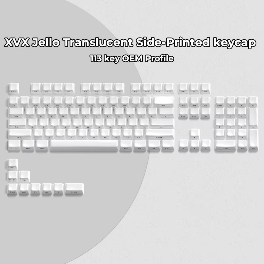 XVX Crystal Jelly Keycaps für mechanische Gaming-Tastaturen mit MX-Switch und Light-Through-Effekt in Pink, White und Blue - Bild 2
