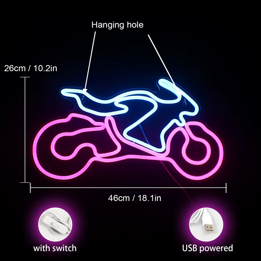 Wanxing Motorrad LED Wanddekoration USB-betrieben für Garage und Club - Bild 2