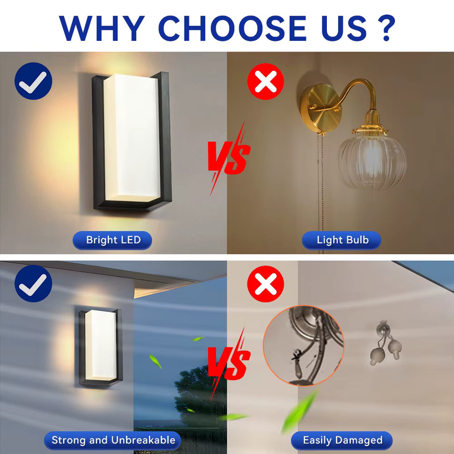 Moderne LED-Wandleuchte von LANGYUE in Schwarz und Weiß, wasserdichte Up-Down-Lampe für Innen und Außen, rechteckiges Design für Wohnzimmer, Flur und Schlafzimmer - Bild 3