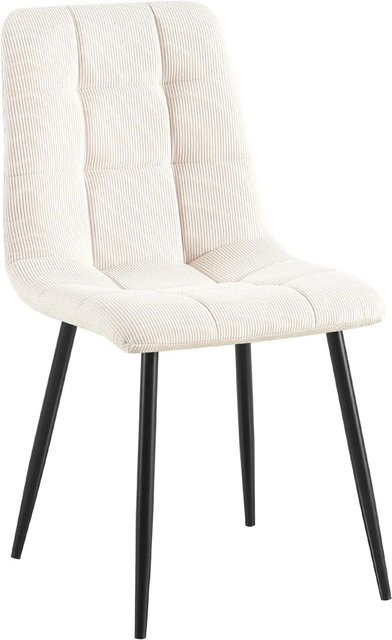 DELUKE Esszimmerstuhl FANOR in Creme mit Cord-Bezug und modernem Steppmuster, B/T/H: 45 x 55 x 84 cm - Bild 1