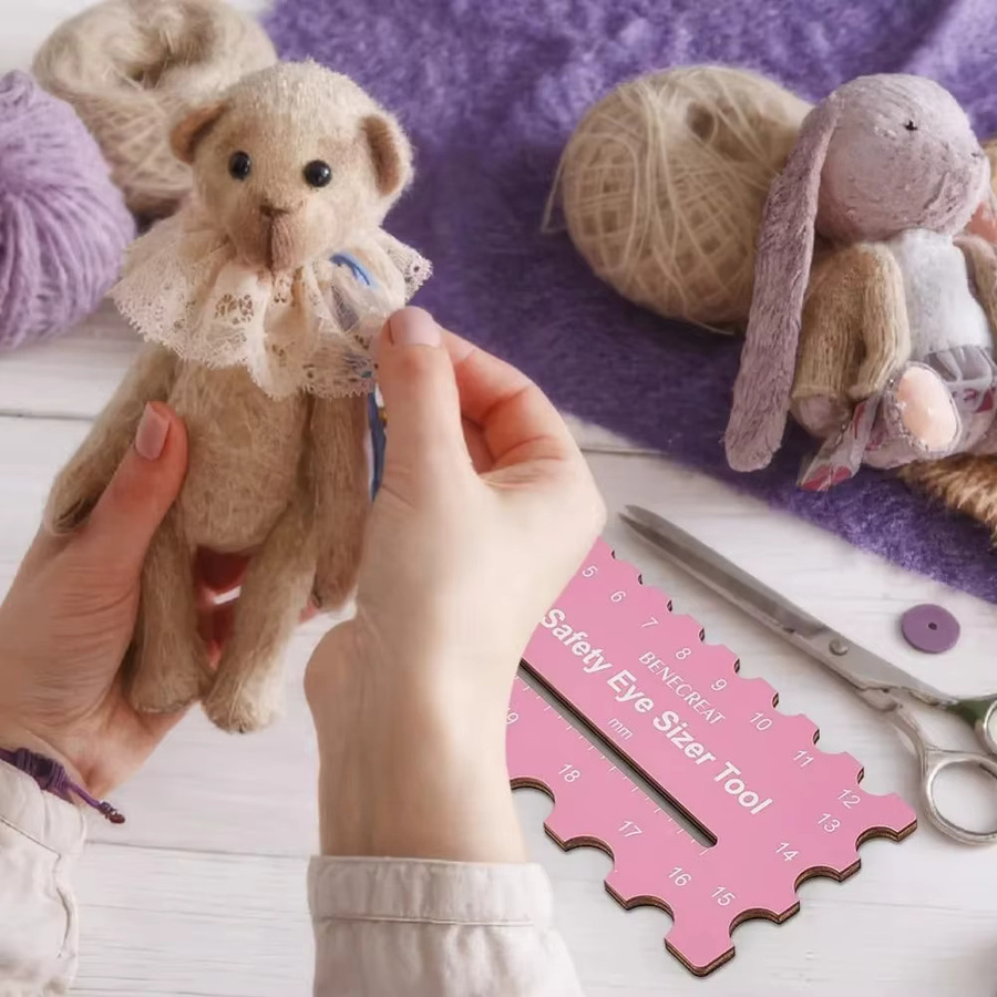 2er-Set Holz Augen-Sizer Werkzeug für Plüschbären in Rosa, Messlineal zur Augeninstallation für Häkelarbeiten und Handwerk, 4 bis 32 mm - Bild 5