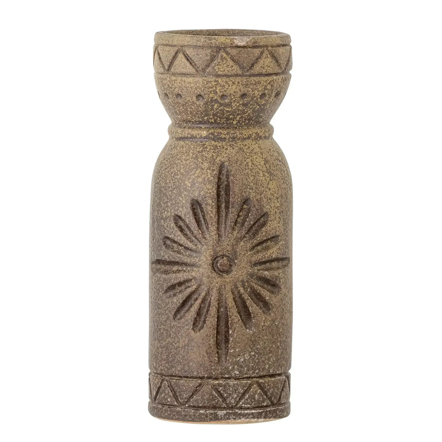 Bloomingville Keramikvase Gerde in Braun mit Reliefmuster im skandinavischen Design, Höhe: 21 cm - Bild 1