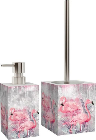 Sanilo Badezimmer Set mit Seifenspender und WC Bürste Flamingo in Pink aus Keramik und Edelstahl, Höhe: 17,0 cm, Breite: 7,0 cm