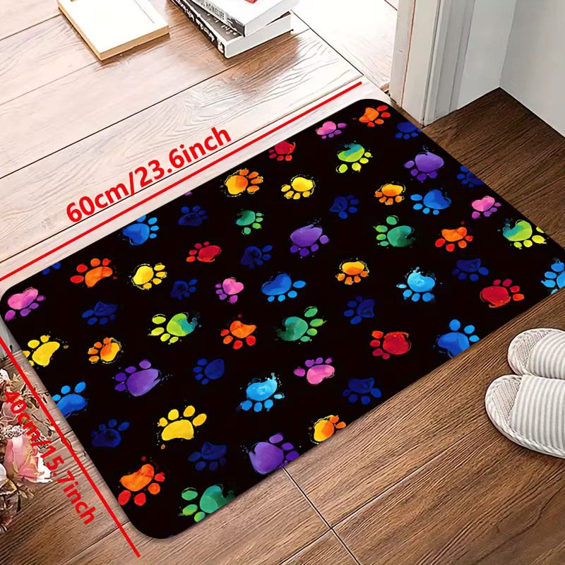 VIKAMA Teppich mit buntem Hundepfoten-Print für Küche und Wohnzimmer, Mehrfarbig - Bild 2