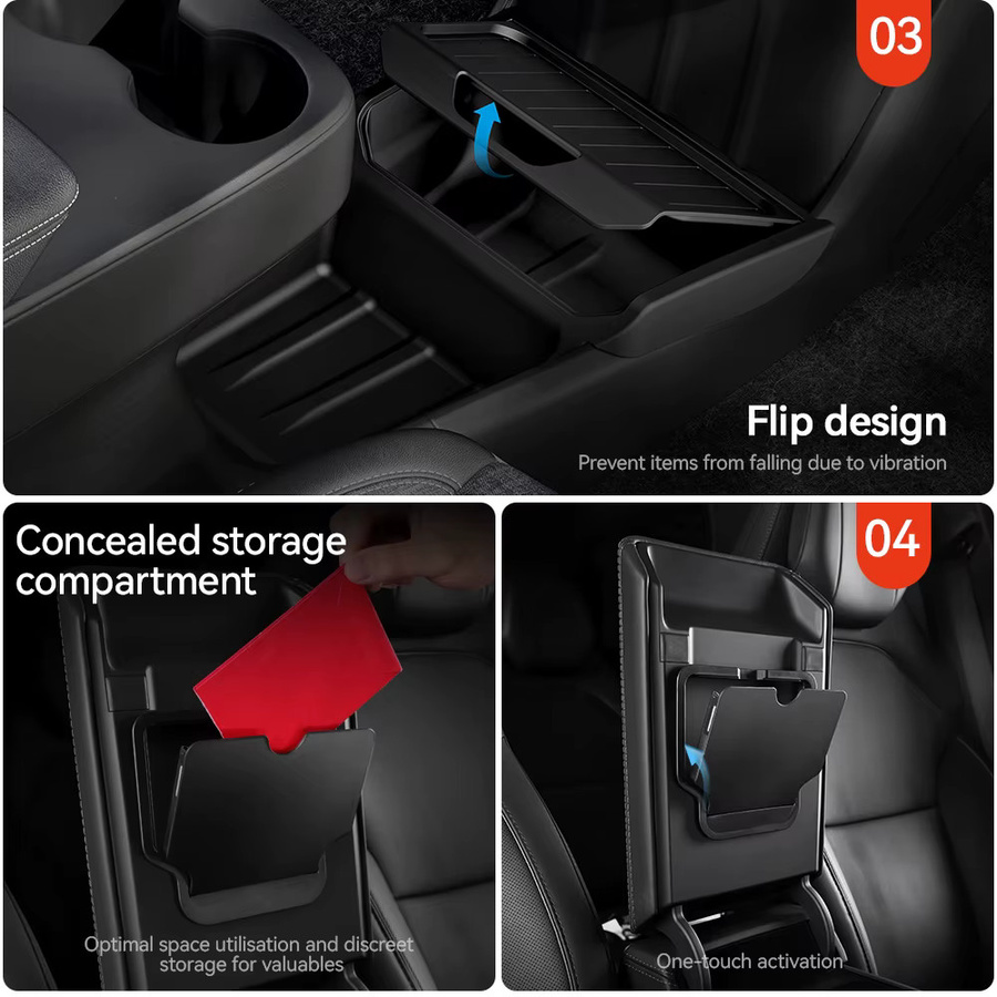 YZ Mittelkonsole Untere TPE-Aufbewahrungsbox und Ladepad-Organizer für Tesla Model Y Standard Juniper RWD 2025 2026, Schwarz - Bild 2