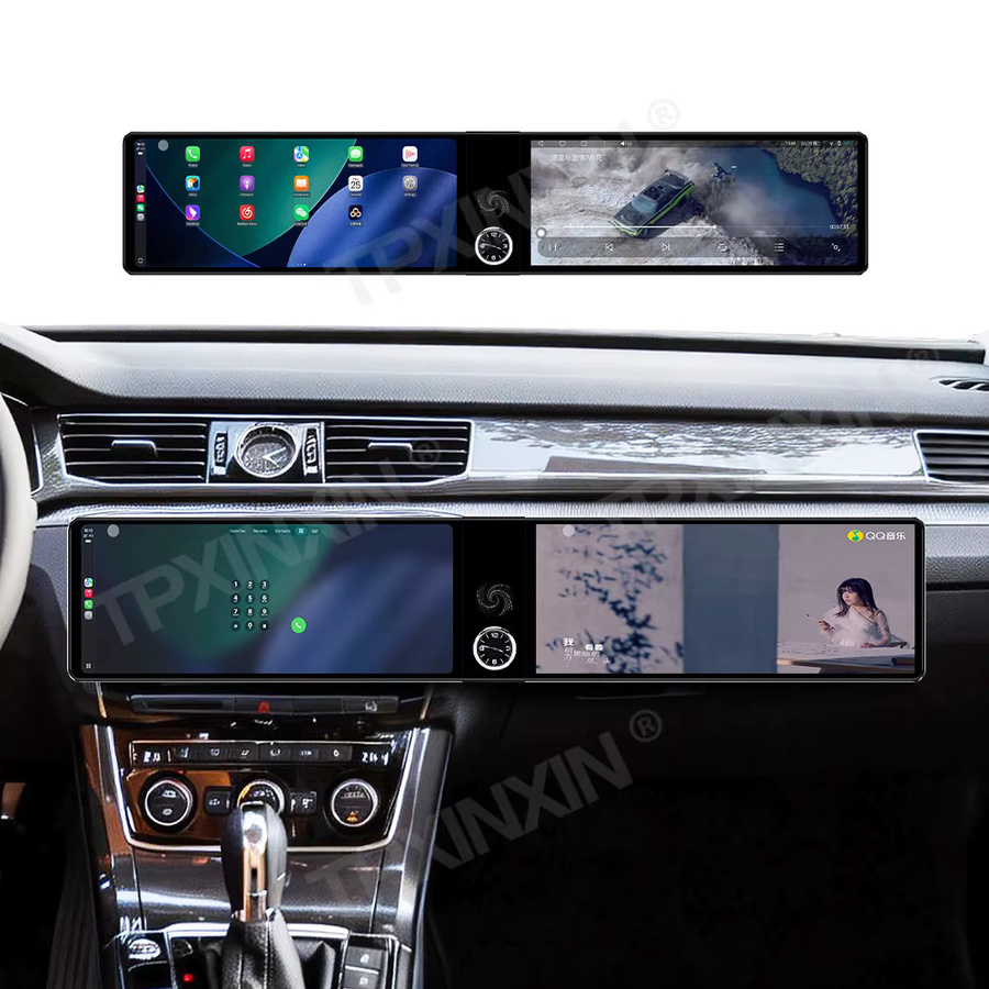 TPXINXIN Autoradio für VW Volkswagen Passat 2016-2018 mit 24,6 Zoll Dual-Screen, Android Auto, CarPlay, GPS-Navigation und Stereo Multimedia-Player in Schwarz - Bild 2