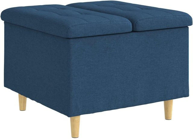 vidaXL Aufbewahrungsottomane mit Kissen in Blau aus Stoff, B/T/H: 60 x 60 x 45 cm - Bild 1