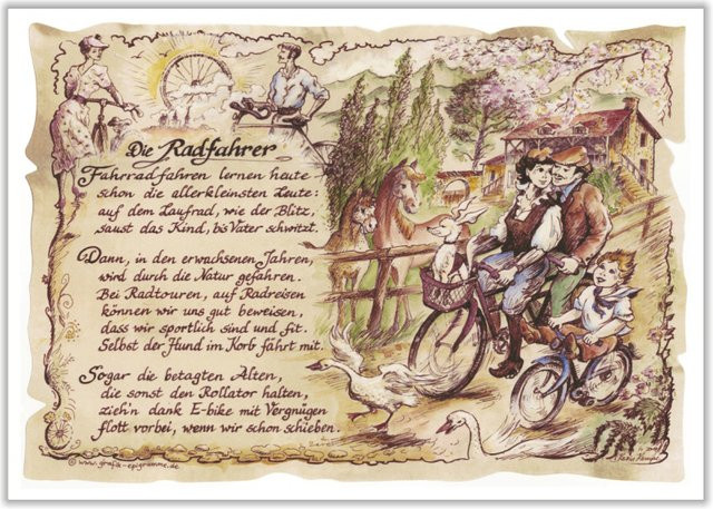 Tantum Graphic Hobbybild Radfahrer auf Antikpapier, Mehrfarbig, B: 21,0 cm, H: 29,7 cm - Bild 1