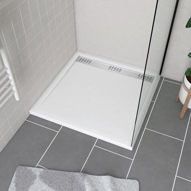 baliv Duschtasse DW-90.130 E Weiß mit Ablaufgitter, quadratisch, B/T/H: 90 x 90 x 4 cm - Bild 1