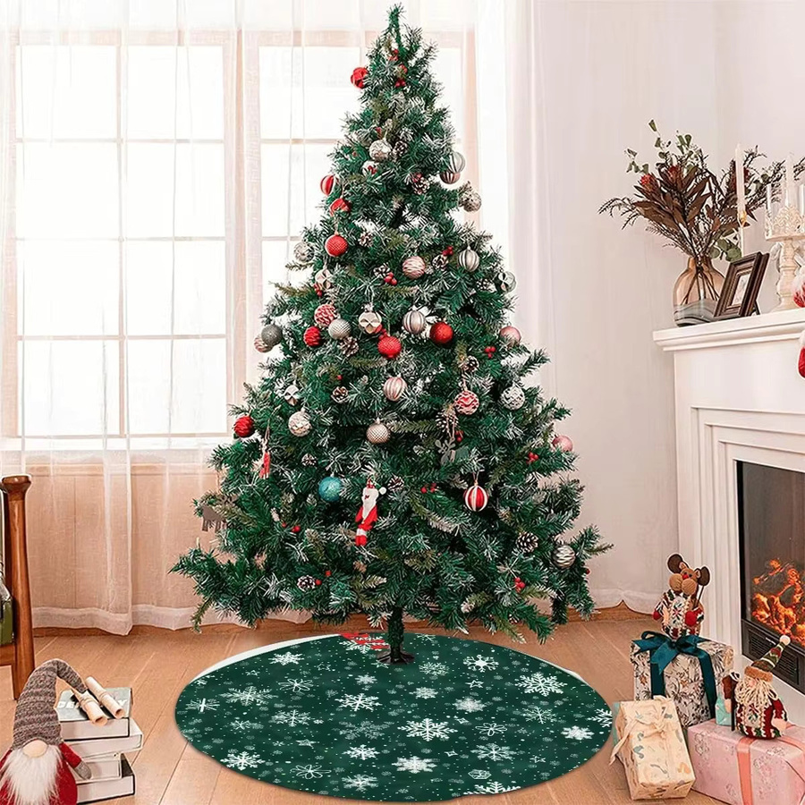VIKAMA Weihnachtsbaumrock mit Schneeflocken-Design in Grün für deine Weihnachtsdekoration - Bild 2