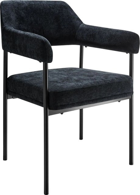 tectake Armlehnstuhl Doé 4er Set gepolstert in Schwarz mit Stahlbeinen B/T/H: 58 x 62 x 85 cm - Bild 2