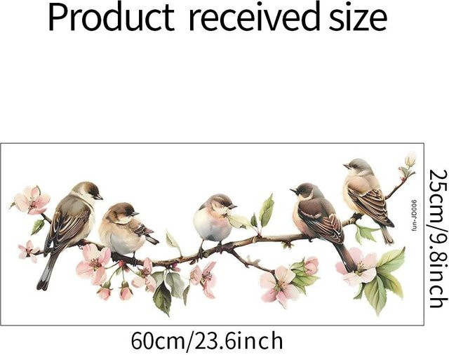 CDN Dekorative Blumen und Vögel Fensteraufkleber aus PVC in Mehrfarbig für Glas und Wand - Bild 1
